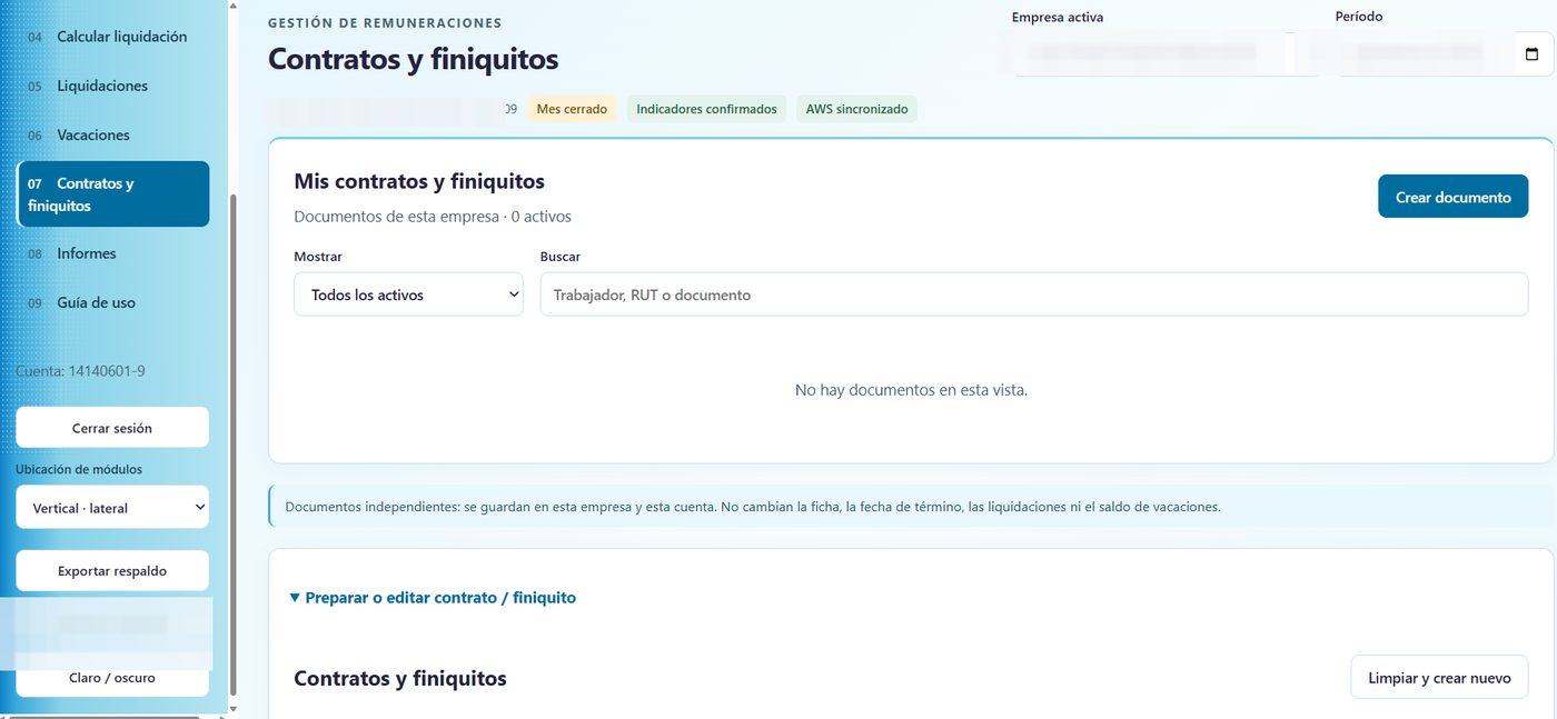 Captura de Apolo Remu · Contratos y finiquitos